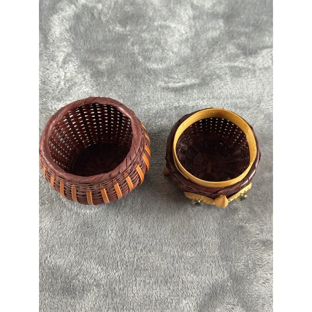 Vintage Owl bird Wicker Rattan Lidded woven figural Basket Box 4